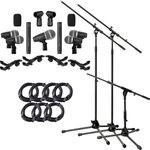 Pronomic Mikrofon DMS-7 Drum - Schlagzeug-Mikrofone mit Stativen und Kabeln
