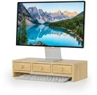relaxdays Monitorst&auml;nder mit 3 Schubladen, (Holzoptik)