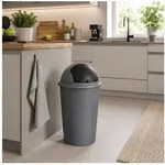 Mojawo Aschenbecher Abfalleimer Schwingdeckeleimer M&uuml;lleimer 50 Liter Grau grau