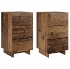 vidaXL Nachttisch 335 x 345 x 60 cm Nachttisch 2er Set Nachtschrank Altholz