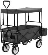 vidaXL Handwagen, Klappbarer Handwagen mit Sonnendach Stahl Grau