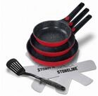 STONELINE Pfannen-Set SMART, 6-teilig, 20/24/28 cm, Pfannenwender, Aluminiumguss