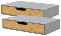en.casa Wandregal, &raquo;Bokn&laquo; mit Schublade 40x24x8 cm Bambus Grau