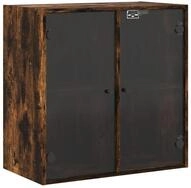vidaXL Glash&auml;ngeschrank Wandschrank mit Glast&uuml;ren R&auml;uchereiche 68x37x68,5 cm