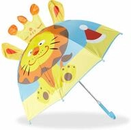 relaxdays Stockregenschirm Kinder-Regenschirm L&ouml;we blau