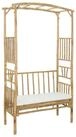 vidaXL Pergola Gartenbogen mit Sitzbank Cremewei&szlig; 115 x 50 x 205 cm Bambus,...