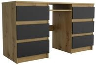 Masseno Schreibtisch ANGULO 130 x 75 cm mit 6 Schubladen Eiche Artisan