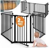 Casaria Kamingitter, 2er Set Kaminschutzgitter T&uuml;r Schloss Faltbar 612x76cm