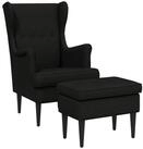 vidaXL Gartenlounge-Set Sessel mit Fu&szlig;hocker 2 stk. Schwarz Stoff, (2-tlg)
