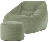 icon Sitzsack Riesen Sessel XXL aus Cord Flauschig &bdquo;Natalia" mit Sitzpouf