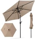 COSTWAY Sonnenschirm, LxB: 230x230 cm, mit LED-Solar-Beleuchtung, Kurbel,...