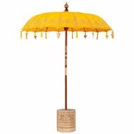 vidaXL Bodenmatte Balinesischer Sonnenschirm mit Sockel Gelb 185 x 185 x 260 cm