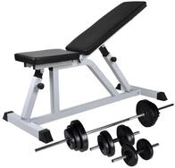 vidaXL Hantel-Set Hantelbank mit Langhantel und Kurzhantel Set 30,5 kg