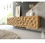 DELIFE Lowboard Solu, 175 cm Eiche Natur 2 T&uuml;ren 2 Sch&uuml;be schwebend 3D-Front beige