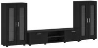 vidaXL Wohnzimmer-Set TV-Schrankset FLORIN 3 stk. Schwarz Holzwerkstoff, (3-St)