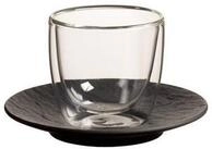 Villeroy & Boch Tasse Manufacture Rock Glow Espressoglas mit Untertasse, 2-tlg.,