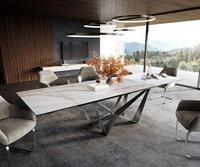 DELIFE Esstisch Edge, 200-300x100 cm Keramik Onyx Pearl Spider Flachstahl...