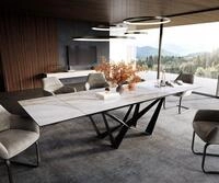 DELIFE Esstisch Edge, 200-300x100 cm Keramik Onyx Pearl Spider Flachstahl...