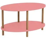 en.casa Couchtisch, &raquo;H&oslash;jreby&laquo; oval Beine aus Buchenholz 70x44x43 cm Rosa rosa