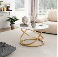 Vicco Couchtisch Calgary, Wei&szlig;/Gold/Gold, 79.5 x 46 cm mit gro&szlig;er...