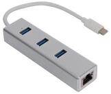 Velleman Adapter USB-C auf Gigabit Netzwerk Hub 3xUSB Adapter, f&uuml;r