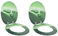 vidaXL WC-Sitz Soft-Close Toilettensitz 2 Stk. Gr&uuml;ner Tropfen 44 x 38 cm (2-St)