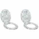 vidaXL WC-Sitz Soft-Close Toilettensitz 2 Stk. Blau und Wei&szlig; Porzellan (2-St)