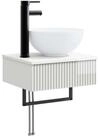 vidaXL Badezimmerspiegelschrank Wandmontiertes Waschbecken Hochglanz Wei&szlig; 40 x...
