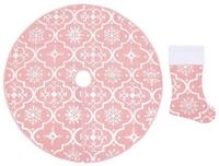 vidaXL Weihnachtsbaumdecke, Luxus-Weihnachtsbaumdecke mit Socke Rosa 150 cm...