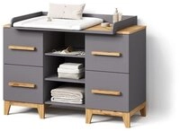 Livinity&reg; Wickelkommode Mailo, Grau/Artisan/Artisan, XL mit 4 Schubladen