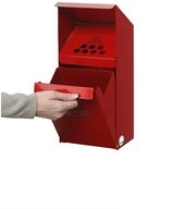 PROREGAL&reg; Aschenbecher Gro&szlig;volumiger Wandascher Schutzdach 3,7L 41x18x15cm Rot