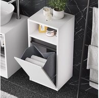 Vicco W&auml;scheschrank Viola, Wei&szlig;/Grau, 38 x 80 cm mit W&auml;schkorb (1-St)