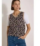 CECIL Pullunder Sommer-Weste mit V-Neck und Leo-Muster