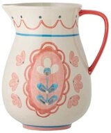 Bloomingville Wasserkrug Odina Krug Rosa Steingut 3,3 L, Kanne mit Blumenmuster