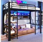 STILVORA Hochbett 90x200 mit Ablagefach Jungendbett Metallbett mit...