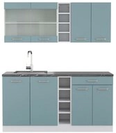 Vicco K&uuml;chenzeile R-Line, Blau-Grau/Wei&szlig;, 160 cm, AP Anthrazit