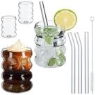 relaxdays Gl&auml;ser-Set Trinkgl&auml;ser gewellt 4er Set, Glas