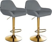 CLP Barhocker Braga (Set, 2er), Kunstleder-Bezug, Gold-Optik, h&ouml;henverstellbar
