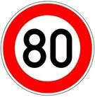 Warnschild VKZ.274-80 Ronde 600mm 80 km/h RAL-G&uuml;tezeichen Folie RA2