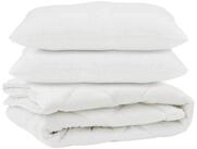 vidaXL Bett Bettdecke mit Kissen 3 stk. Wei&szlig; Mikrofaser (3-tlg)
