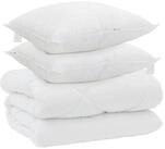 vidaXL Bett Winterbettdecke mit Kissen 3 Stk. Wei&szlig; Mikrofaser (3-tlg)
