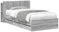 vidaXL Bett Bettgestell mit Stauraum und Kopfteil Sonoma-Grau 80 x 200 cm...