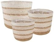 vidaXL Blumentopf 3 stk. Nat&uuml;rlich, Wei&szlig; und Beige &Oslash;26 x 19 cm 100% Seegras...