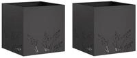 vidaXL Blumentopf Garten-Pflanzgef&auml;&szlig; 2 Stk. Schwarz 50 x 50 x 49 cm (2 St)