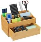 relaxdays Schreibtischaufsatz Schreibtisch Organizer Bambus, (1-St)
