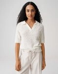 OPUS Kurzarmpullover Posilly aus Strick mit Boucl&eacute; Struktur nat&uuml;rlicher Griff,