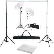 vidaXL Fotohintergrund 500 x 300 cm Fotostudio Set mit Hintergrund Leuchten und