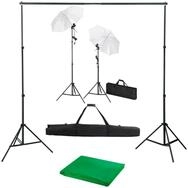 vidaXL Fotohintergrund 300 x 300 cm Fotostudio Set mit Hintergrund Leuchten und