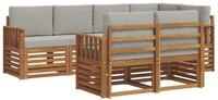 vidaXL Gartenlounge-Set Outdoor-Sofagarnitur 7 stk. Nat&uuml;rlich und Hellgrau