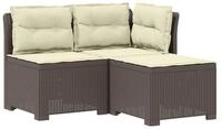 vidaXL Sofaelement 3-Sitzer Garten Sofa mit Kissen Rattan-Look PP Hellgrau